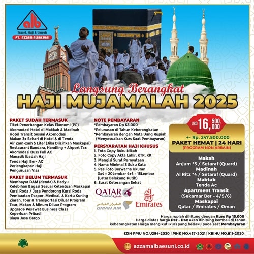 Travel Haji Mujamalah 2025 (Langsung Berangkat)